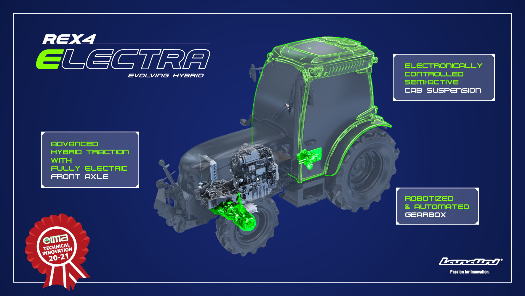 Le principe d'hybridation du Rex 4 Electra (Crédit photo : Landini)