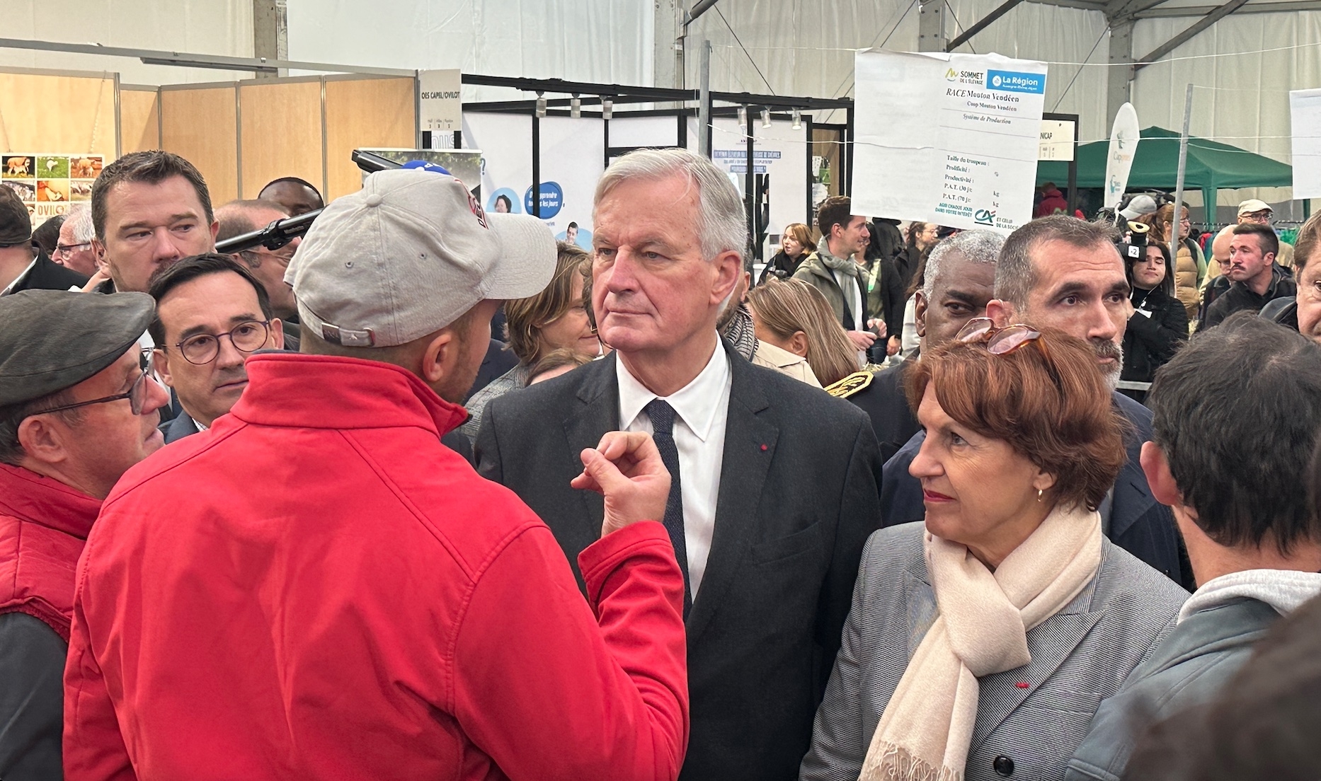 Michel Barnier et Annie Genevard, le 4 octobre au Sommet de l’élevage (Crédit photo : R. Lecocq)