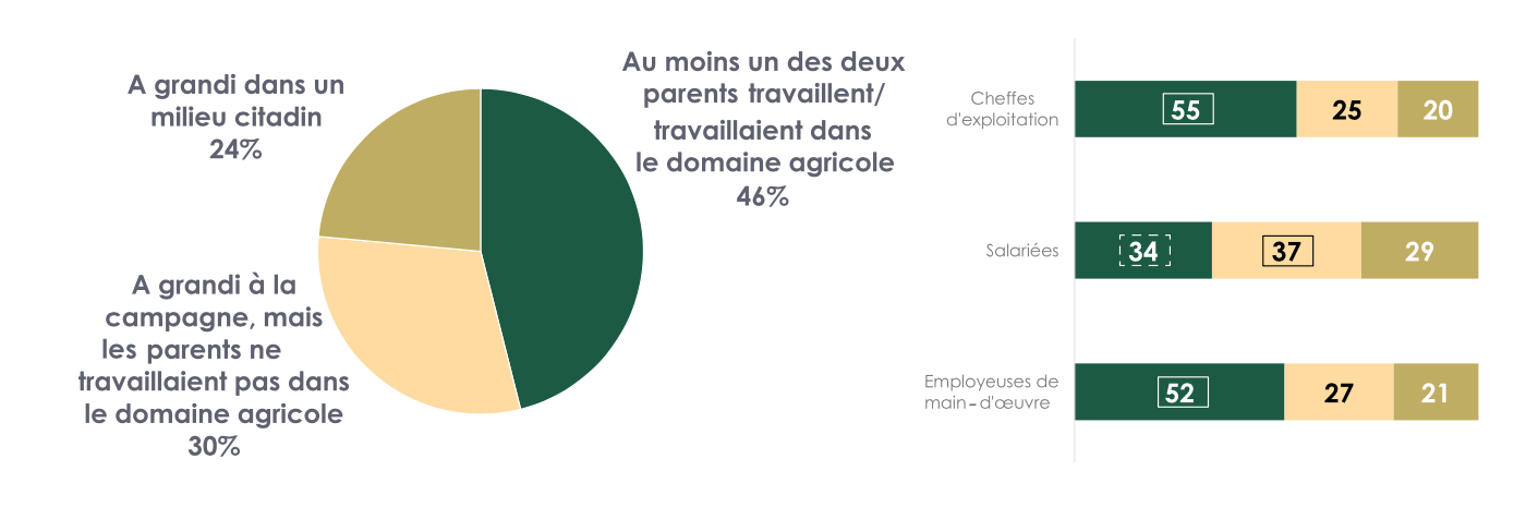 La moitié des agricultrices est issue d’une famille agricole, un quart d’une famille rurale non-agricole et un quart d’une famille citadine (Source : Verian - MSA)