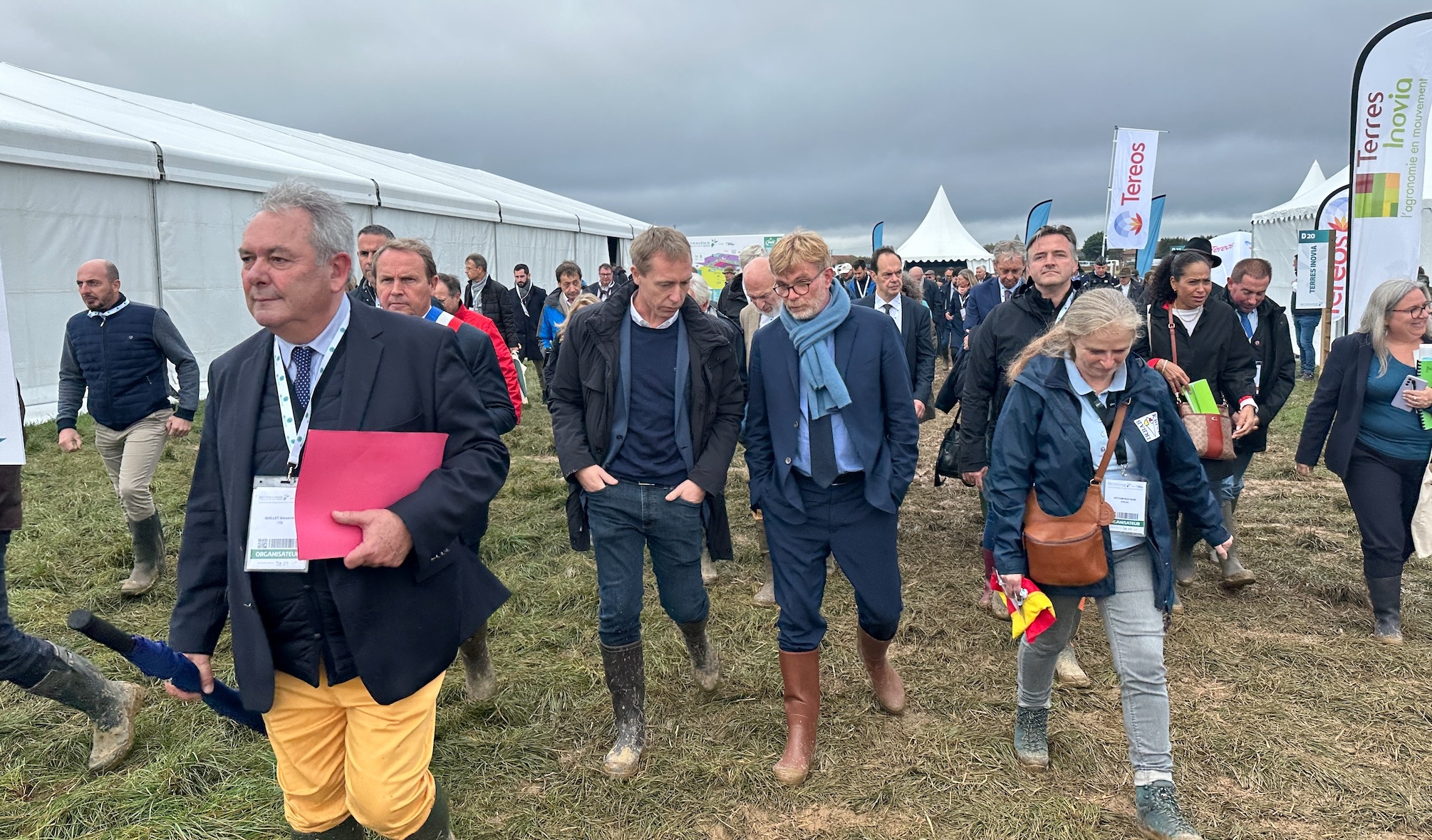 Franck Sander, président de le CGB et Marc Fesneau, ministre de l’Agriculture au salon Betteravenir dans la Somme le 25 octobre (Crédit photo : R. Lecocq)