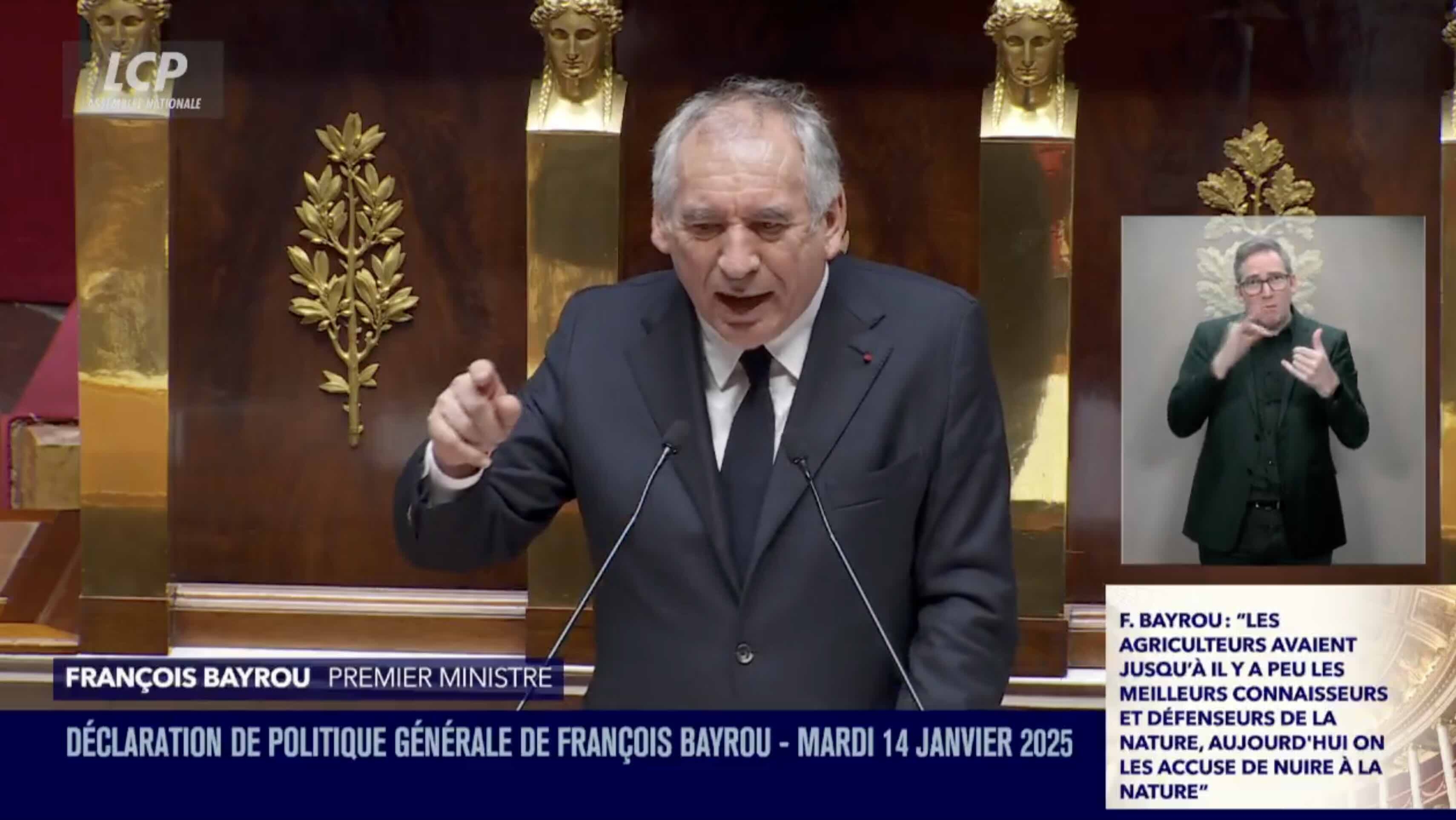 Le Premier ministre François Bayrou à l’Assemblée nationale le 14 janvier © LCP-Assemblée nationale