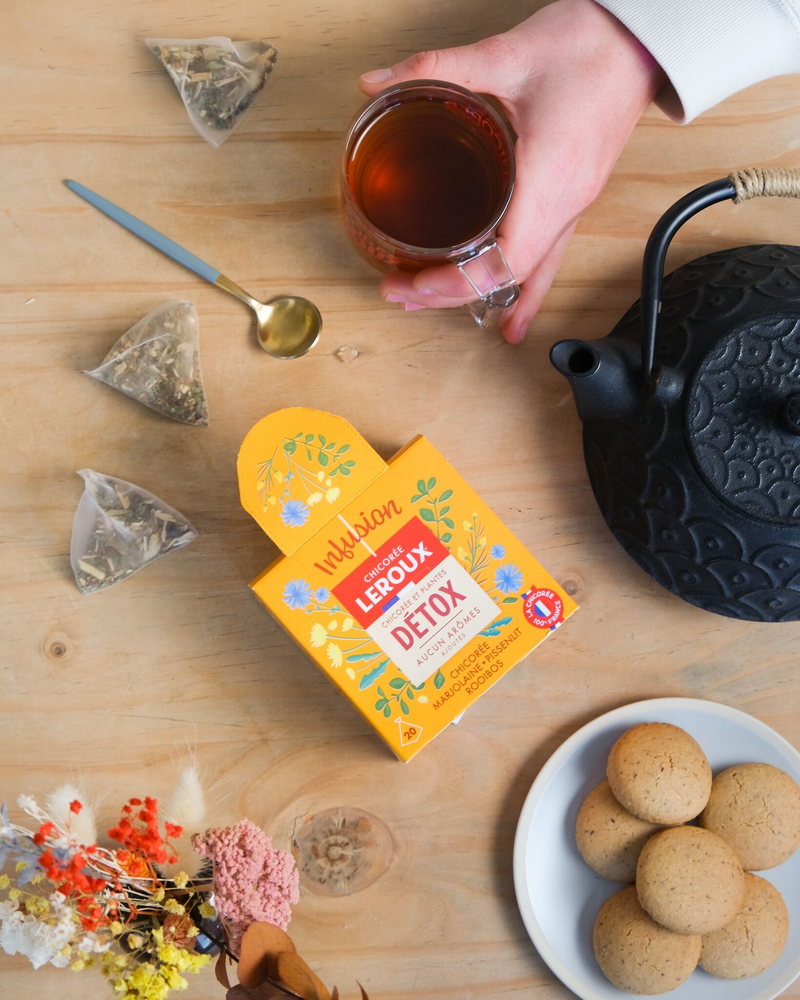 Leader européen de la chicorée et 2ème acteur mondial, Leroux développe toujours de nouveaux produits, comme ces tisanes à base de chicorée (Crédit photo : Leroux)