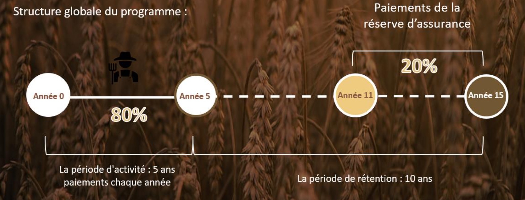 80 % de la rémunération est reversée durant les cinq premières années du programme. Les 20 % restants sont versés entre la 11ème et la 15ème année après examen de l’effectivité du bilan à 10 ans (Source : Soil Capital)