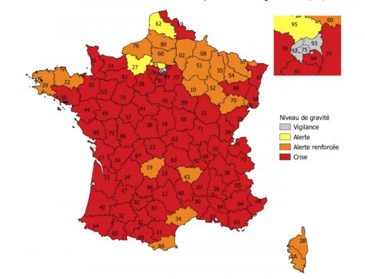 En date du 10 août 2022, 93 départements sont concernés par une restriction au-delà de la vigilance, dont 67 en crise (Source : Ministère de la Transition écologique)