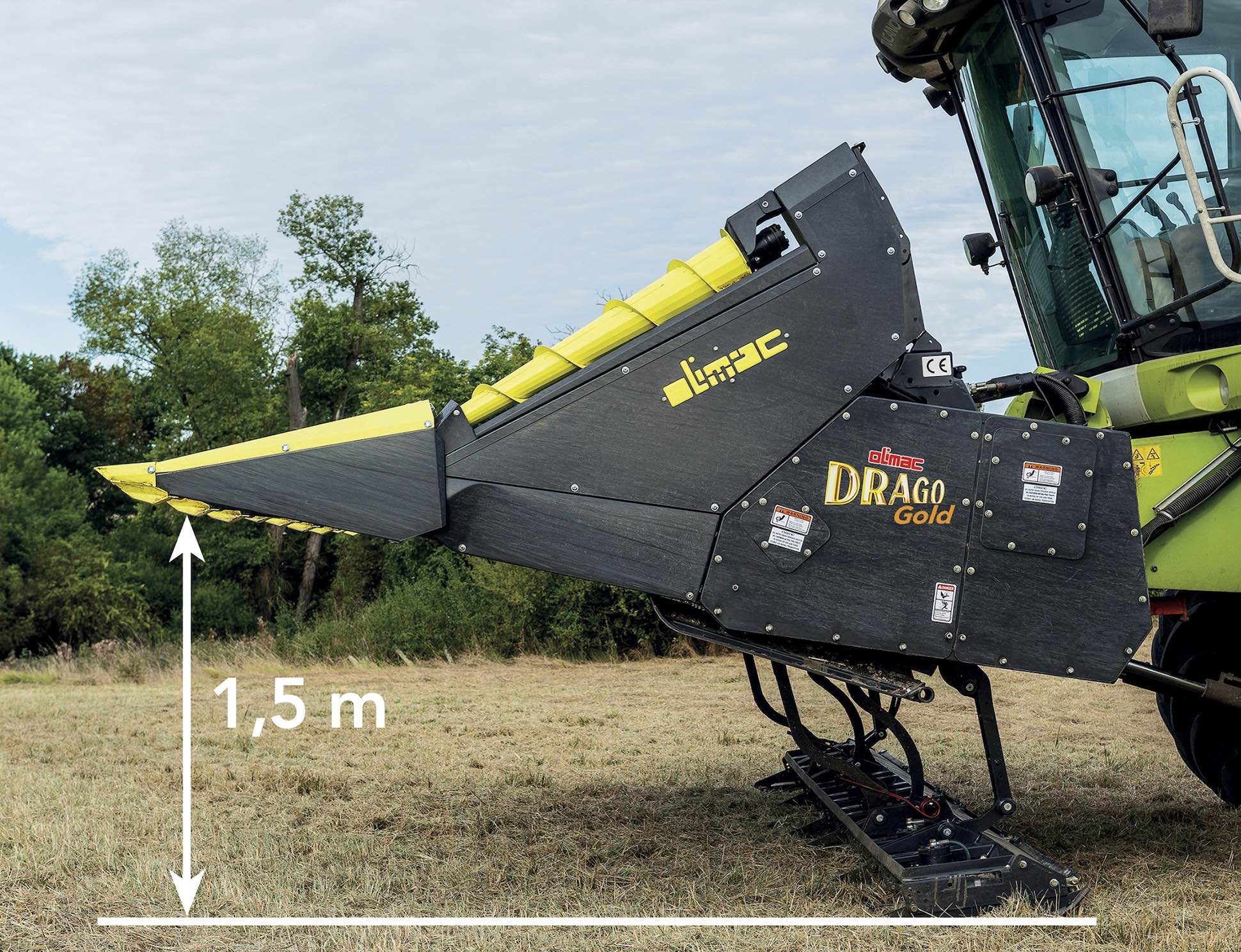Drago Gold : cueilleur à tournesol avec broyeur hydraulique (Crédit photo : Olimac)