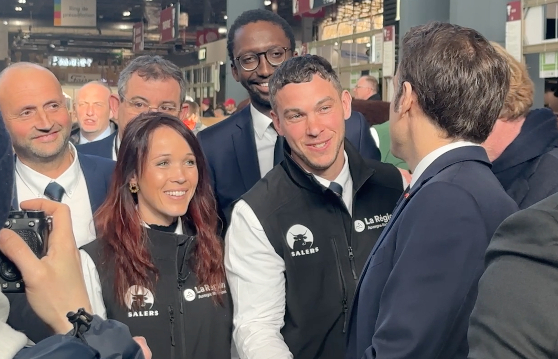 Marine et Michel Van Simmertier, avec le président de la République, le 25 février au Salon de l’Agriculture