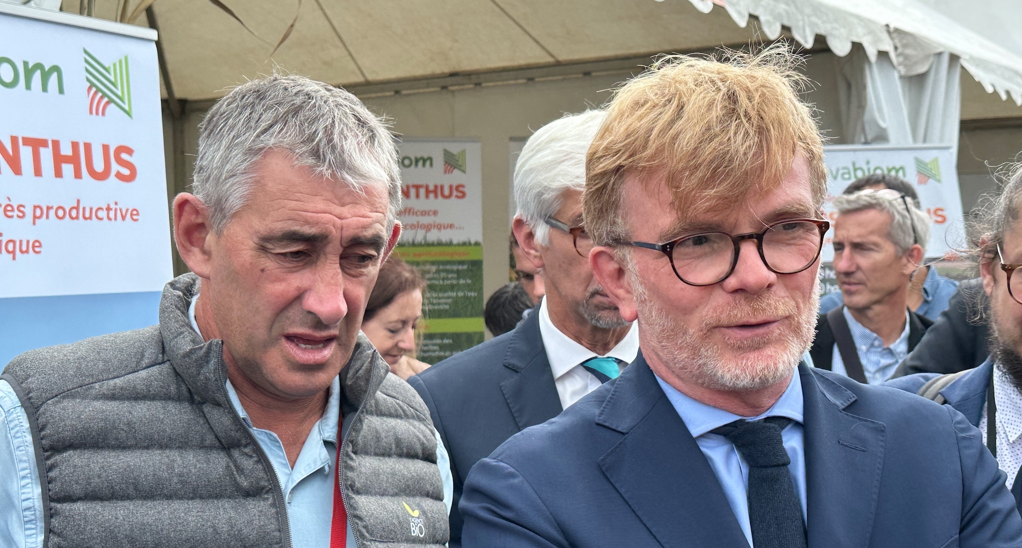 Au salon Tech & Bio, Loïc Guines, président de l’Agence bio et Marc Fesneau, ministre de l’Agriculture (Crédit photo : R. Lecocq)