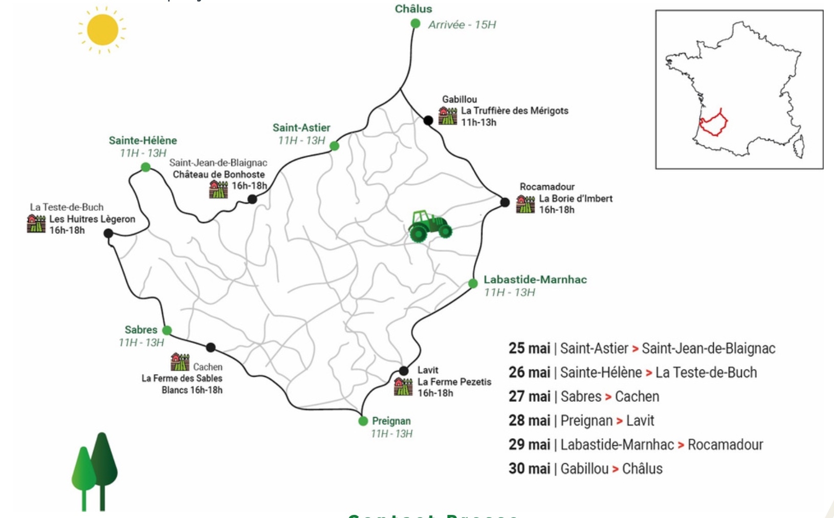 Le parcours du Tracteur Tour 2023