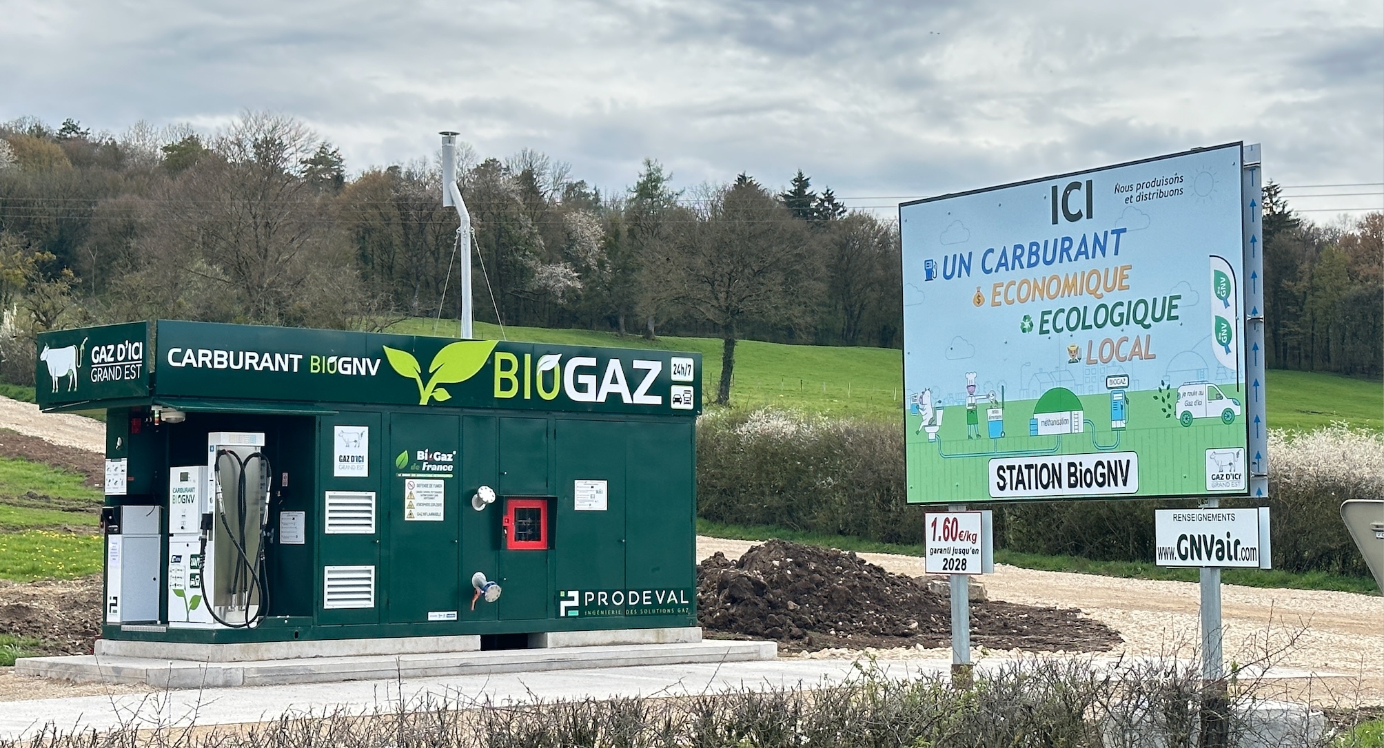 L’investissement dans une station de distribution de BioGNV, comme celle de Mandres-sur-Vair (Vosges) est une option envisagée pour compenser la perte d’exploitation inhérente à la prorogation de 5 ans du contrat EDF