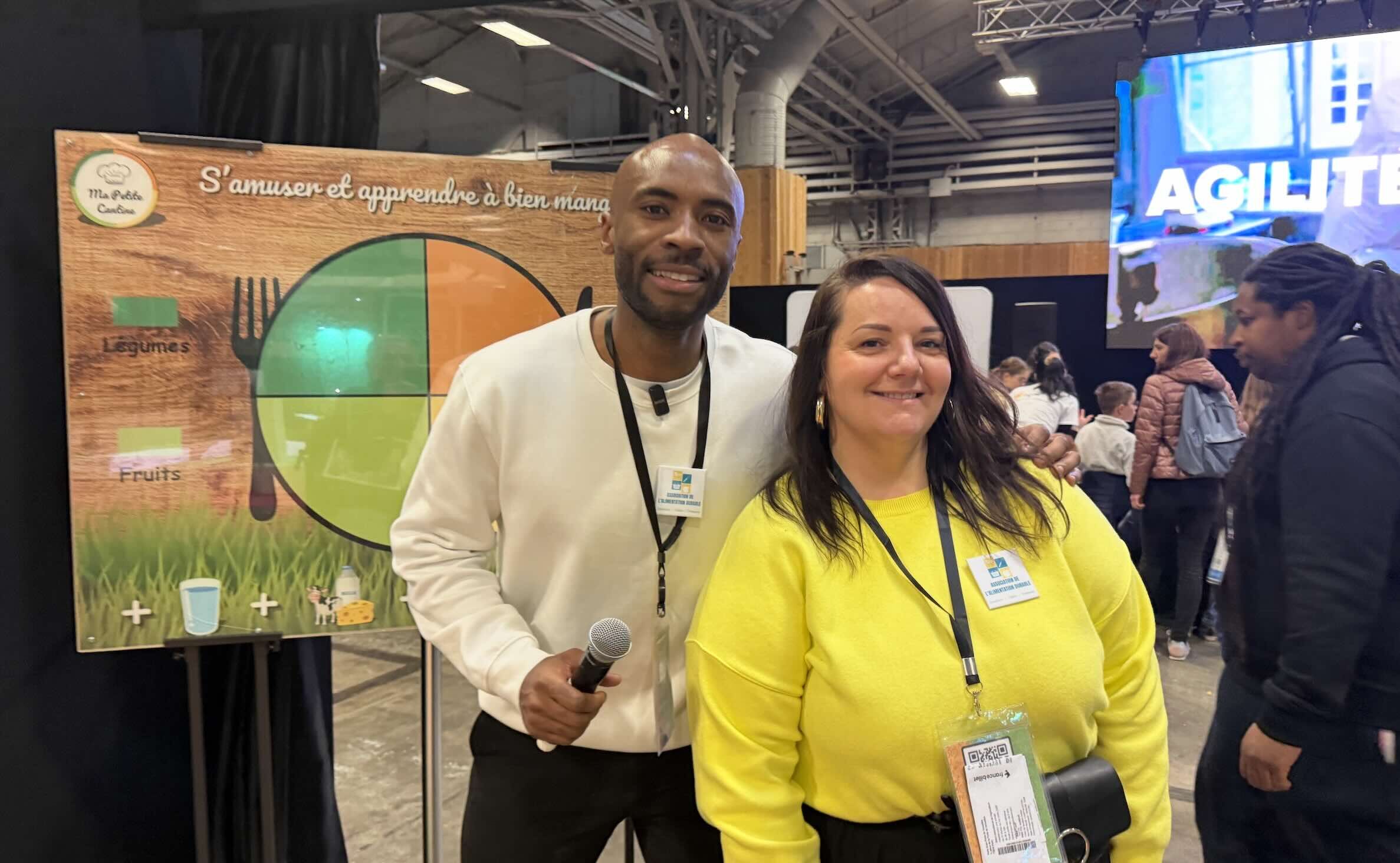 Marving Langeron, fondateur de la Cantine des Champions et Christelle Gac, chargée de communication, au Salon de l’agriculture, invités par Restau’Co