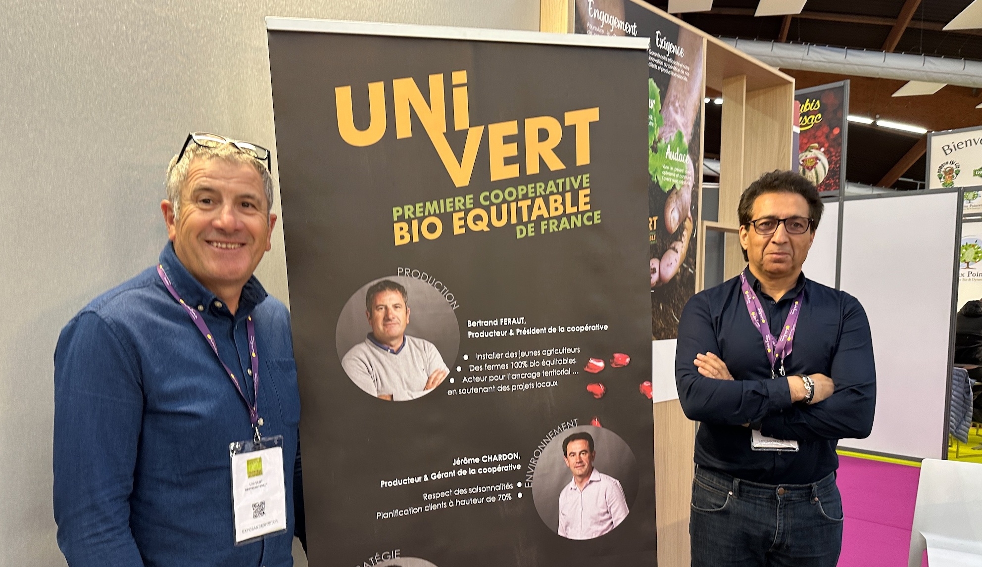 Bertrand Feraut (à Gauche) et Nordine Arfaoui, respectivement président et directeur d’Uni-Vert, au medFEL 2024 à Perpignan (Pyrénées-Orientales) (Crédit photo : R. Lecocq)