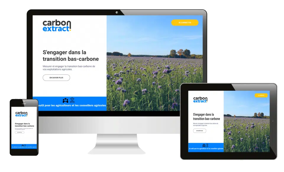 Carbon Extract est un outil web en ligne, simple d’accès, à destination des conseillers agricoles et des agricultures pour un accompagnement pas à pas des agriculteurs dans leur transition bas-carbone (bilan carbone, simulateur, projet) (Crédit photo : Agrosolutions)