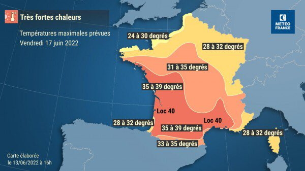 Les prévisions de Météo France pour ce vendredi 17 juin (Source : Météo France)